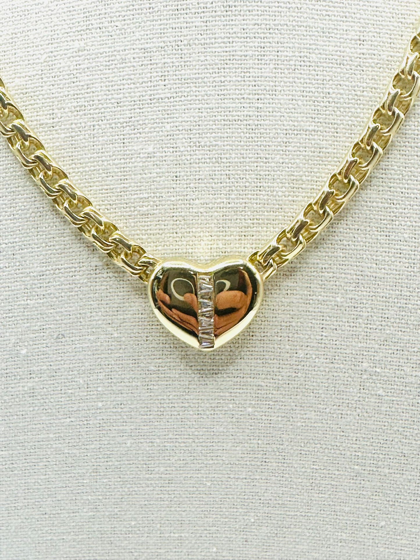 Designer Choker with Heart Pendant in 10K  and CZ - No. 1