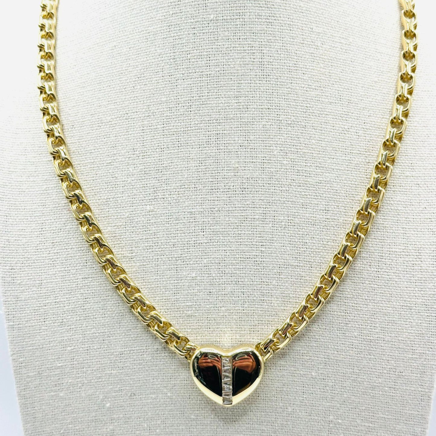 Designer Choker with Heart Pendant in 10K  and CZ - No. 1