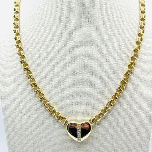 Designer Choker with Heart Pendant in 10K  and CZ - No. 1