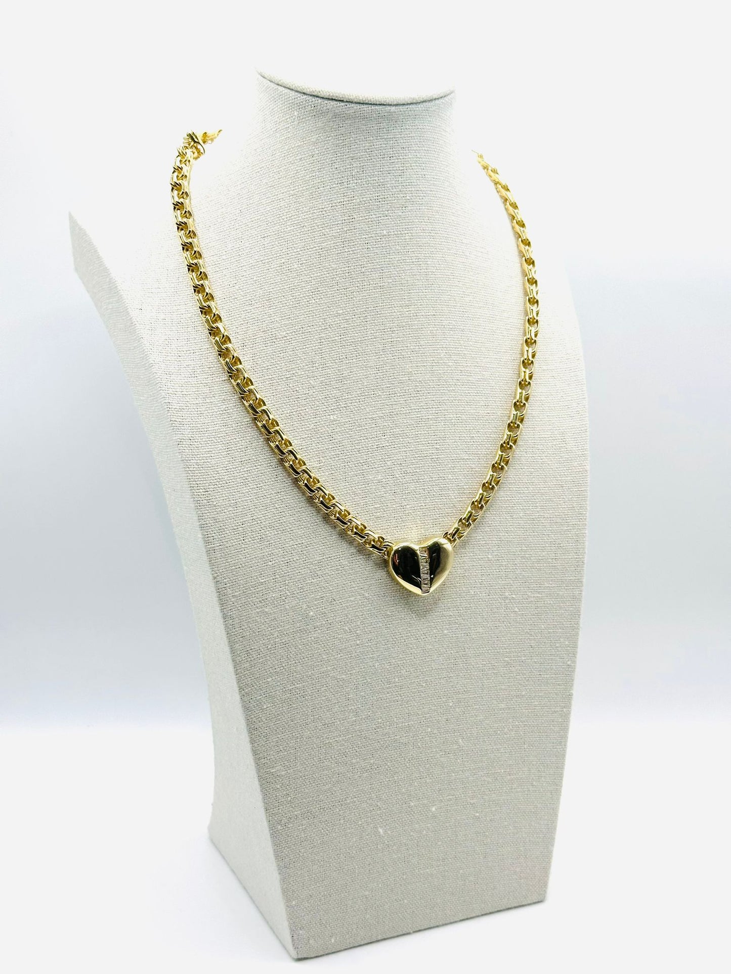 Designer Choker with Heart Pendant in 10K  and CZ - No. 1