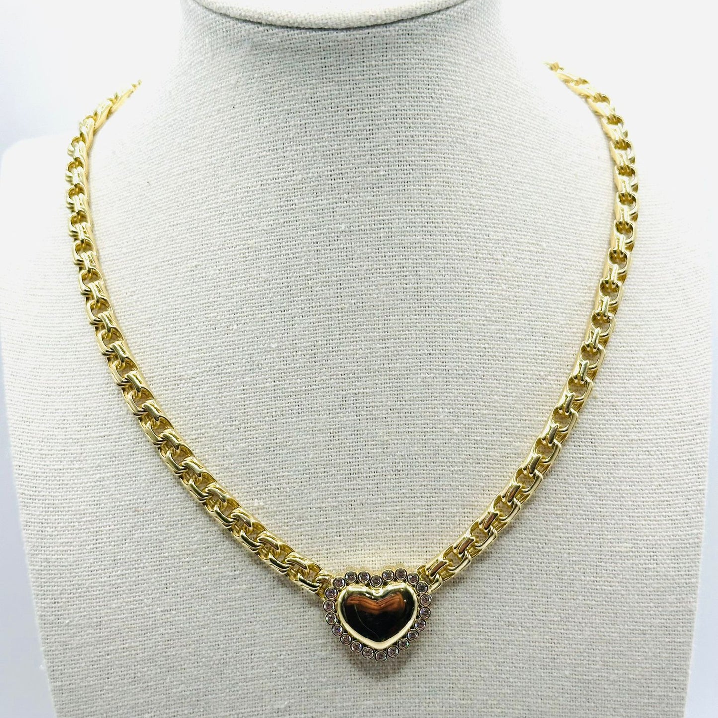 Designer Choker with Heart Pendant in 10K  and CZ - No.2