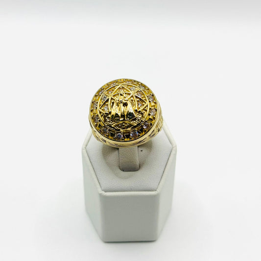 Roseta Men's Ring with Virgin of Charity in 14K Gold