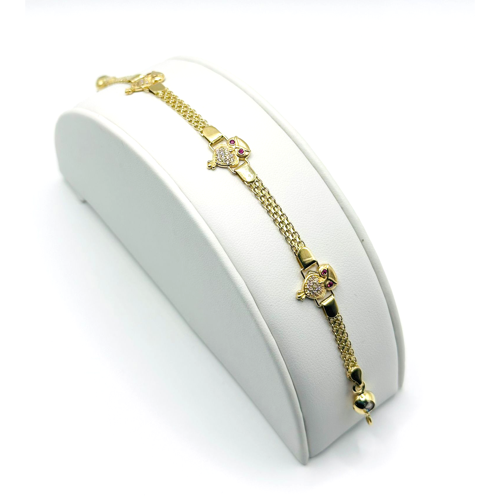 Owls Bracelet in 14K Gold and CZ
