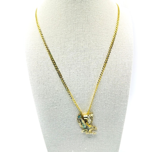 Bright Cut Chain with American Eagle Pendant in 10K Gold