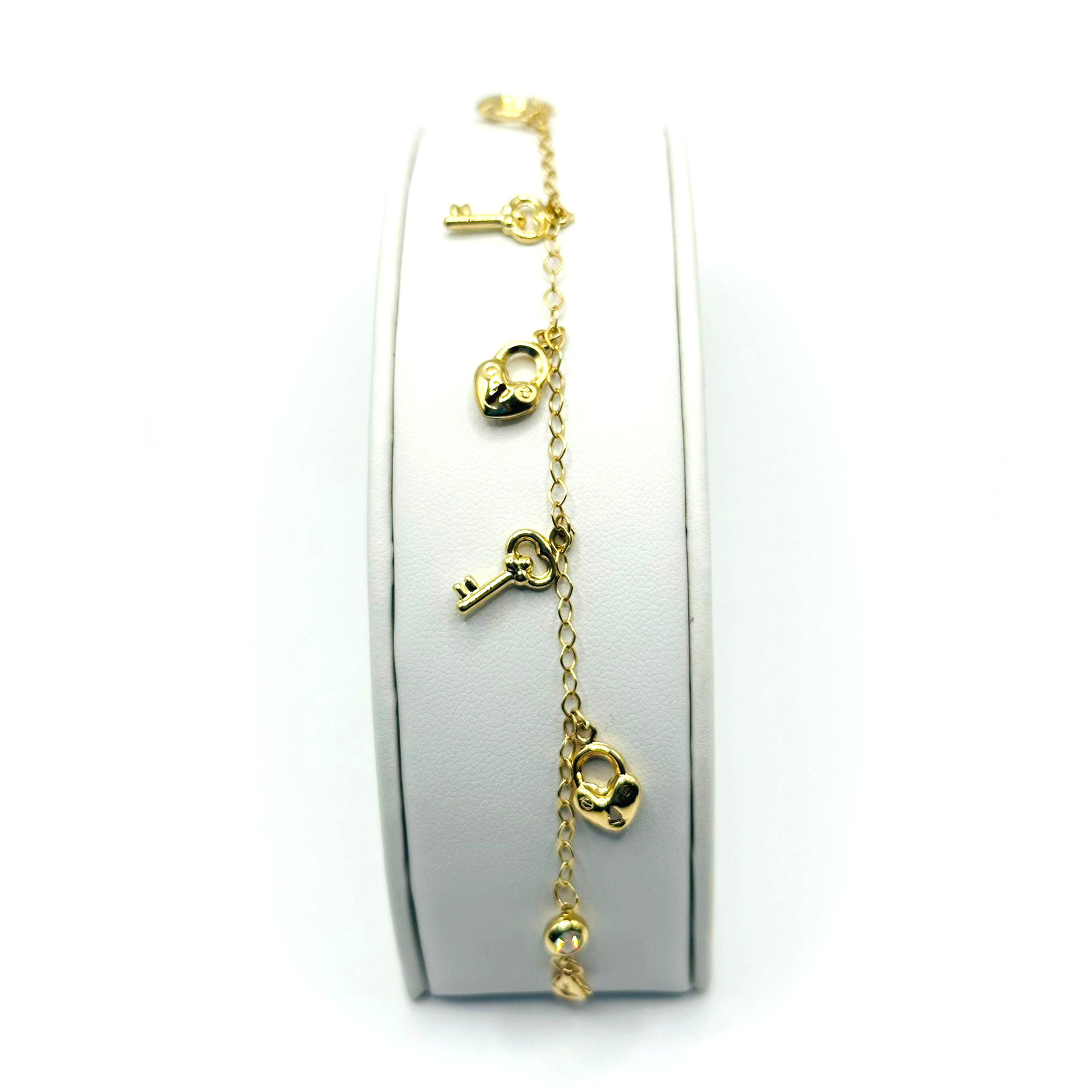 Keys and Hearts Bracelet in 14K Gold