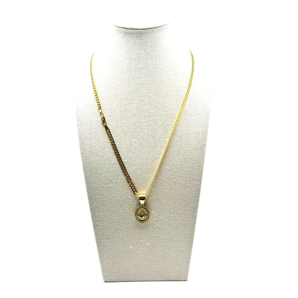 Bright Cut Chain with Charity Virgin Pendant in 10K Gold