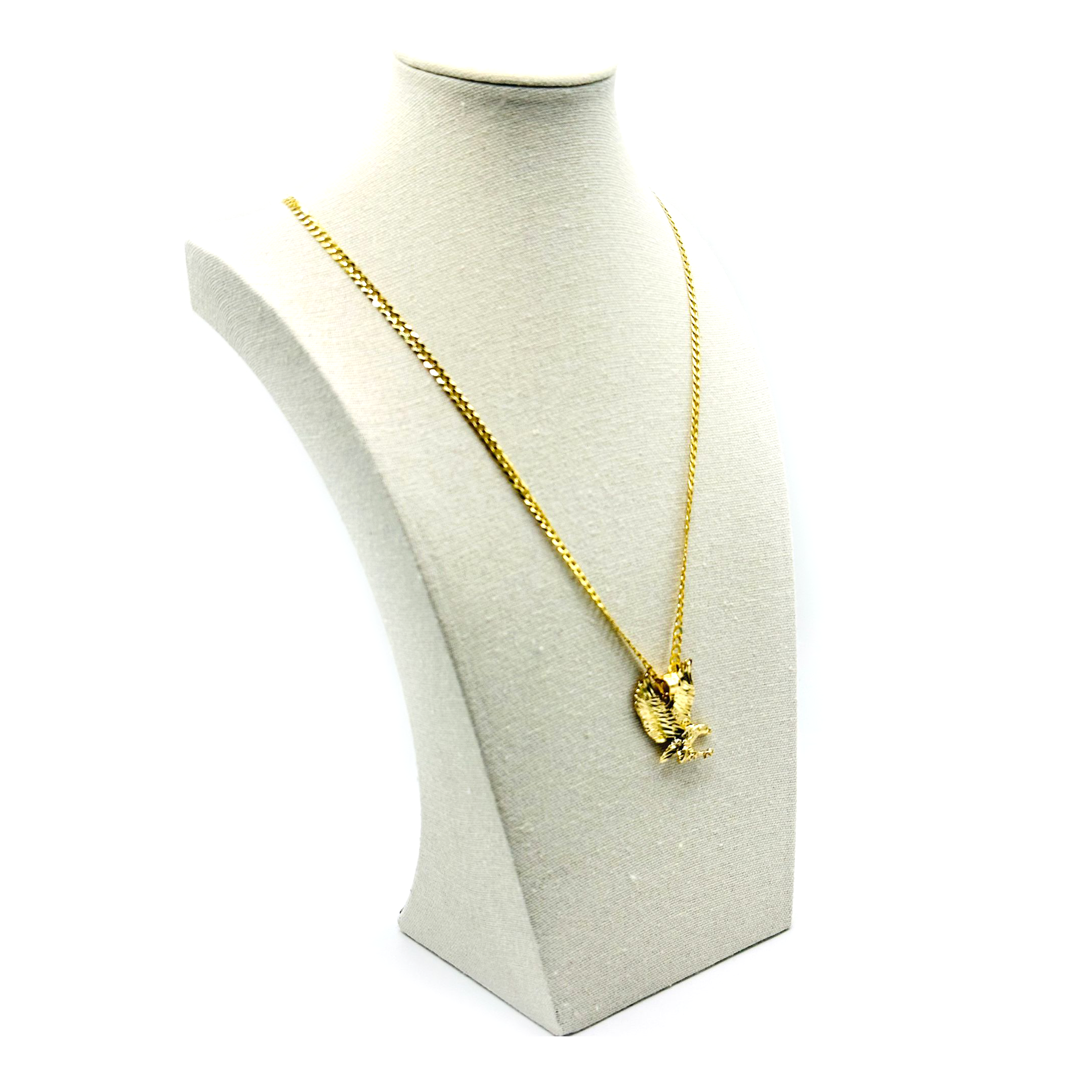 Bright Cut Chain with American Eagle Pendant in 10K Gold