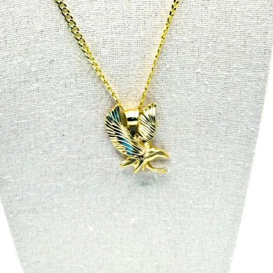 Bright Cut Chain with American Eagle Pendant in 10K Gold
