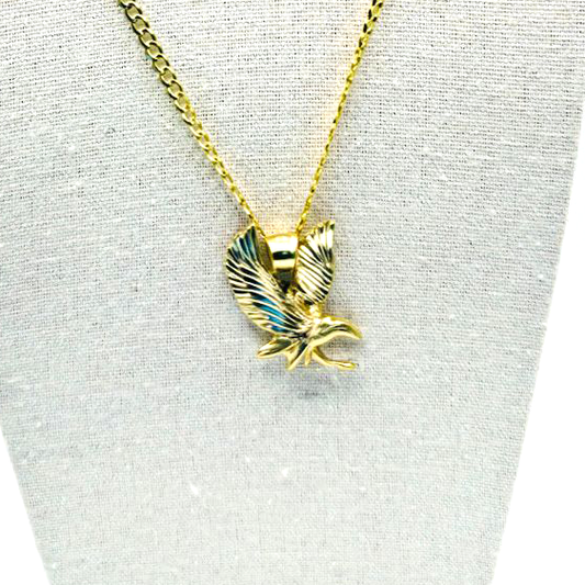 Bright Cut Chain with American Eagle Pendant in 10K Gold